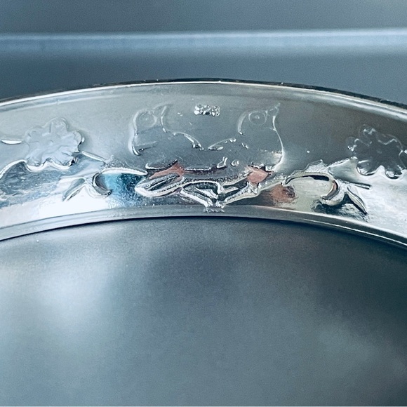 Vintage Birds Flowers Textured Sterling Silver Chinese Japanese Cuff Bra… - Picture 8 of 10